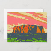 Carte Postale Uluru Ayers Rock dans le Territoire du Nord Austra (Devant / Derrière)