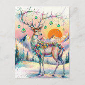 Carte Postale Un adorable cerf de Noël aquarelle (Devant)