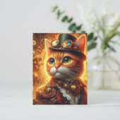 Carte Postale un adorable chat gingembre steampunk (Debout devant)