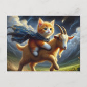 Carte Postale Un adorable chaton à gingembre chevauchant une chè (Devant)