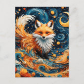 Carte Postale Un adorable renard rouge dans la Galaxie (Devant)