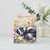 Carte Postale Un Adorable Skunk | Je dis bonjour (Debout devant)
