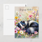 Carte Postale Un Adorable Skunk | Je dis bonjour (Devant / Derrière)