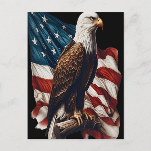 Carte Postale Un aigle chauve perché sur un drapeau américain qu (Devant)