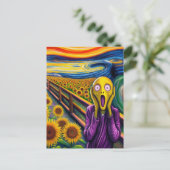 Carte Postale Un Alien hurle des tournesols (Debout devant)