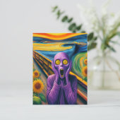 Carte Postale Un Alien violet hurle dans les tournesols (Debout devant)