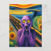 Carte Postale Un Alien violet hurle dans les tournesols (Devant)