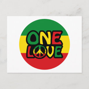 Carte Postale Un amour, design reggae avec des couleurs reggae