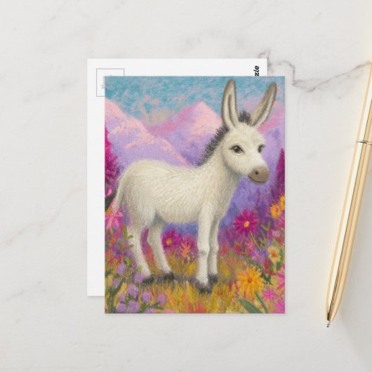 Carte Postale Un âne adorable (Devant/Arrière en situation)