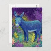 Carte Postale Un âne dans les fleurs (Devant / Derrière)