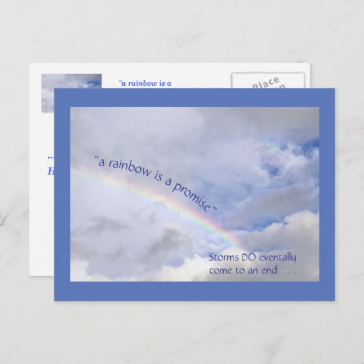 CARTE POSTALE UN ARC-EN-CIEL EST UNE PROMESSE/CECI AUSSI PASSERA (Devant / Derrière)