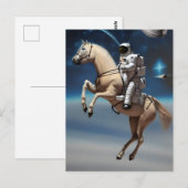 Carte Postale Un astronaute à cheval dans l'espace (Devant / Derrière)