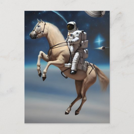 Carte Postale Un astronaute à cheval dans l'espace (Devant)