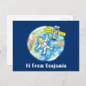 Carte Postale Un astronaute amusant dans l'espace et la bande de (Devant / Derrière)