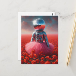 Carte Postale Un astronaute avec un tutu rose et une tête en bou