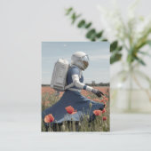 Carte Postale un astronaute dans un champ de pavot (Debout devant)