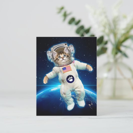 Carte Postale Un astronaute de chat dans l'espace (Debout devant)