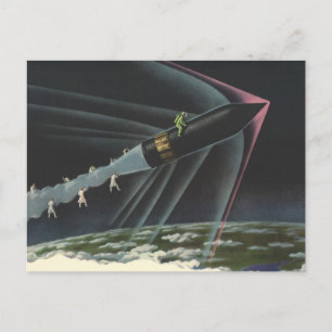 Carte Postale Un astronaute de science-fiction vintage à cheval 