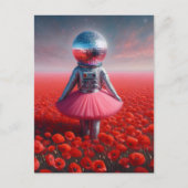 Carte Postale Un astronaute disco dans une prairie de pavot (Devant)