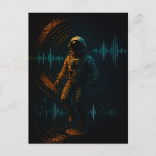Carte Postale Un astronaute flottant dans l'art sonore de Glitch (Devant)