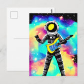 Carte Postale Un astronaute joue de la guitare électrique dans l (Devant / Derrière)