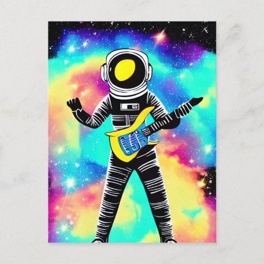 Carte Postale Un astronaute joue de la guitare électrique dans l (Devant)