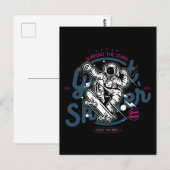 Carte Postale Un astronaute sur skateboard | Surfer sur les étoi (Devant / Derrière)