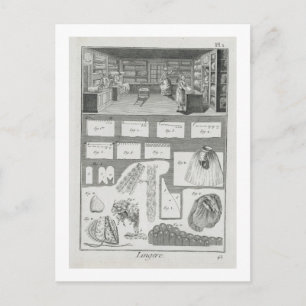 Carte Postale Un atelier de lingerie et du matériel, de