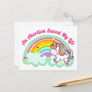 Carte Postale Un avortement m'a sauvé la vie (licorne)