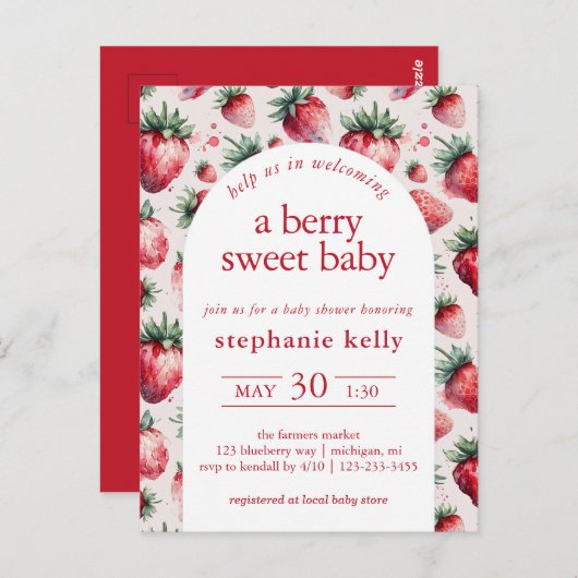 Carte Postale Un Baby shower Berry Sweet (Devant / Derrière)