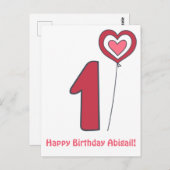 Carte Postale Un ! Ballons d'anniversaire mignons - 1er annivers (Devant / Derrière)