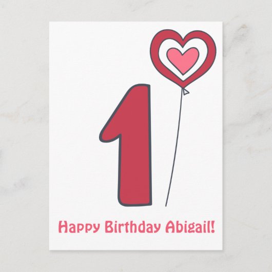 Carte Postale Un ! Ballons d'anniversaire mignons - 1er annivers (Devant)