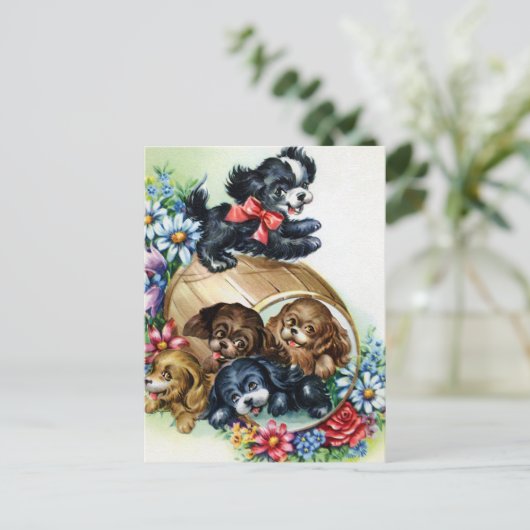 Carte Postale Un baril de chiots (Debout devant)