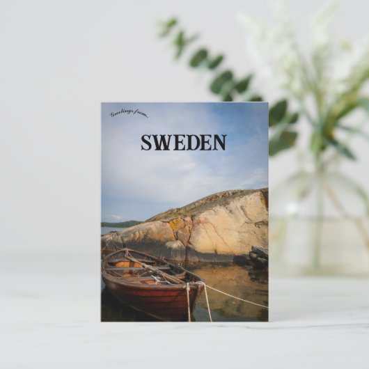 Carte Postale Un bateau à Knödestrand en Suède (Debout devant)