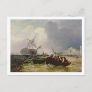 Carte Postale Un bateau d'aviron se rend à l'aide d'une guerre h