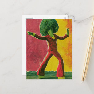 Carte Postale Un beau brocoli de danse rétro coloré