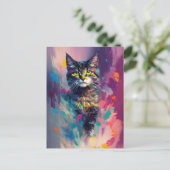 Carte Postale Un Beau Chat Coloré (Debout devant)