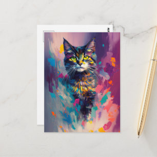 Carte Postale Un Beau Chat Coloré