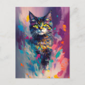 Carte Postale Un Beau Chat Coloré (Devant)