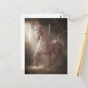 Carte Postale Un beau cheval de manège rose