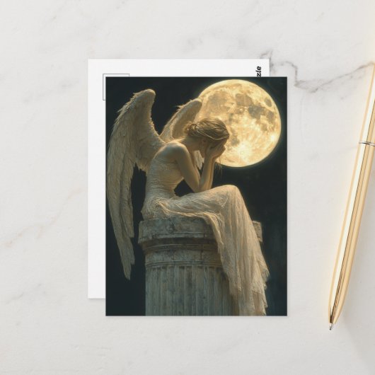 Carte Postale Un beau et la lune (Devant/Arrière en situation)