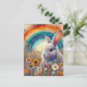 Carte Postale Un beau lapin arc-en-ciel en Fleur sauvage (Debout devant)