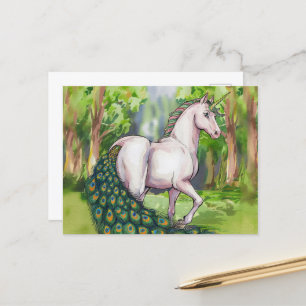 Carte Postale Un beau paon à licorne