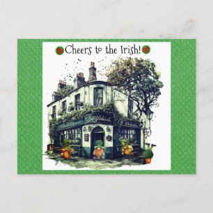Carte Postale Un Beau Pub Irlandais Gnome Jour de la Saint Patri
