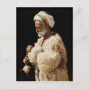 Carte Postale Un berger de la terre sainte qui tourne la laine