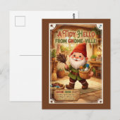 Carte Postale "Un Bonjour Rangé" Gnome Salutation (Devant / Derrière)