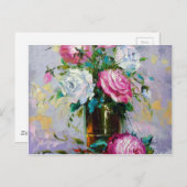 Carte Postale Un bouquet de roses du matin (Devant / Derrière)