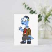 Carte Postale Un Brontosaur Dessiné, Habillé Comme Frankenstein. (Debout devant)