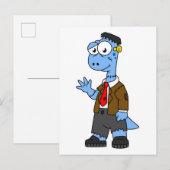 Carte Postale Un Brontosaur Dessiné, Habillé Comme Frankenstein. (Devant / Derrière)