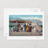 Carte Postale Un camp indien Piute avec les indigènes du Nevada (Devant / Derrière)